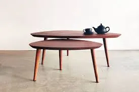 Nested Coffee Tables with  at Desk and Decor