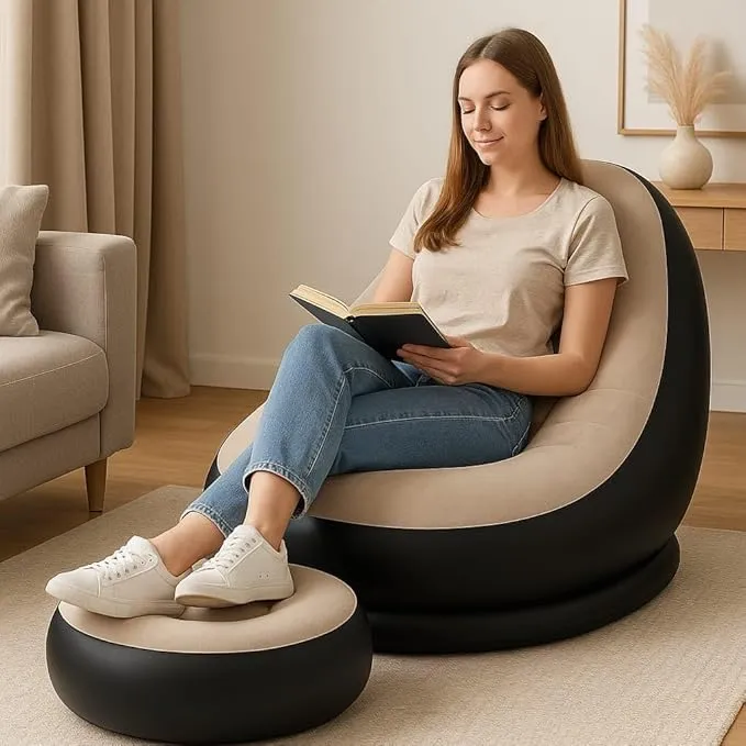 Inflatable Lounge Chair for Adults with Ottoman Lounge Chairs Desk and Decor 