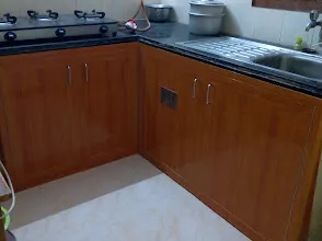 Cream & Wood Modular Kitchen Modular Kitchen Desk and Decor 