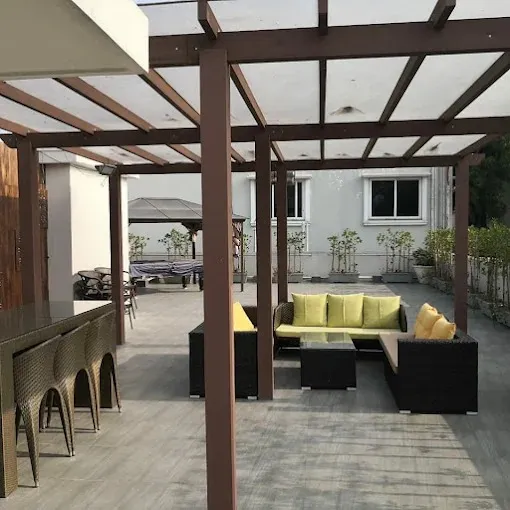 Rooftop terrace pergola deck Pergola Deck Desk and Decor 