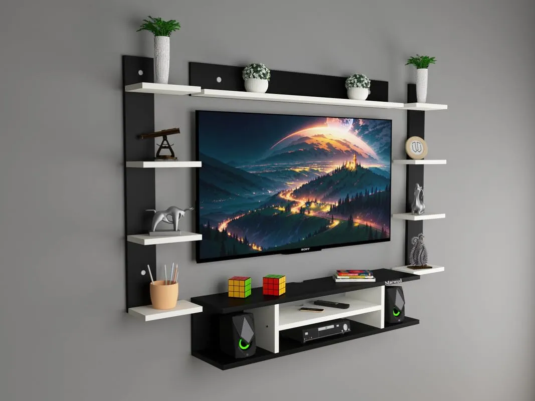 Engineered Wood Entertainment TV Unit Set Wall Mounted TV Unit Wall Mounted TV Units Desk and Decor 