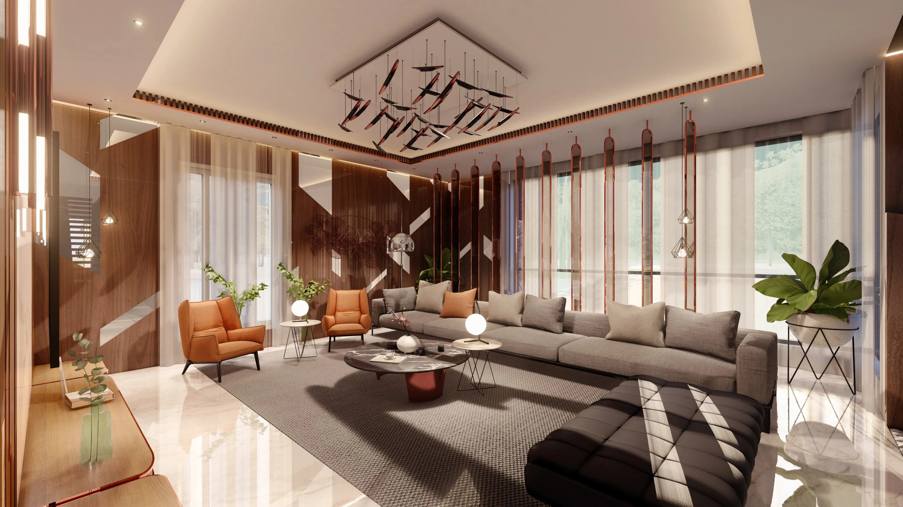 Luxury Living Room — Villa/Bungalow Lounge Modern Living Room Designs Desk and Decor 