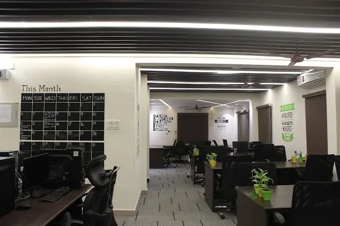 Multi-Zone Office Interior with Reception, Cabin & Workstation Area (360° View) Modern Office Designs Desk and Decor 