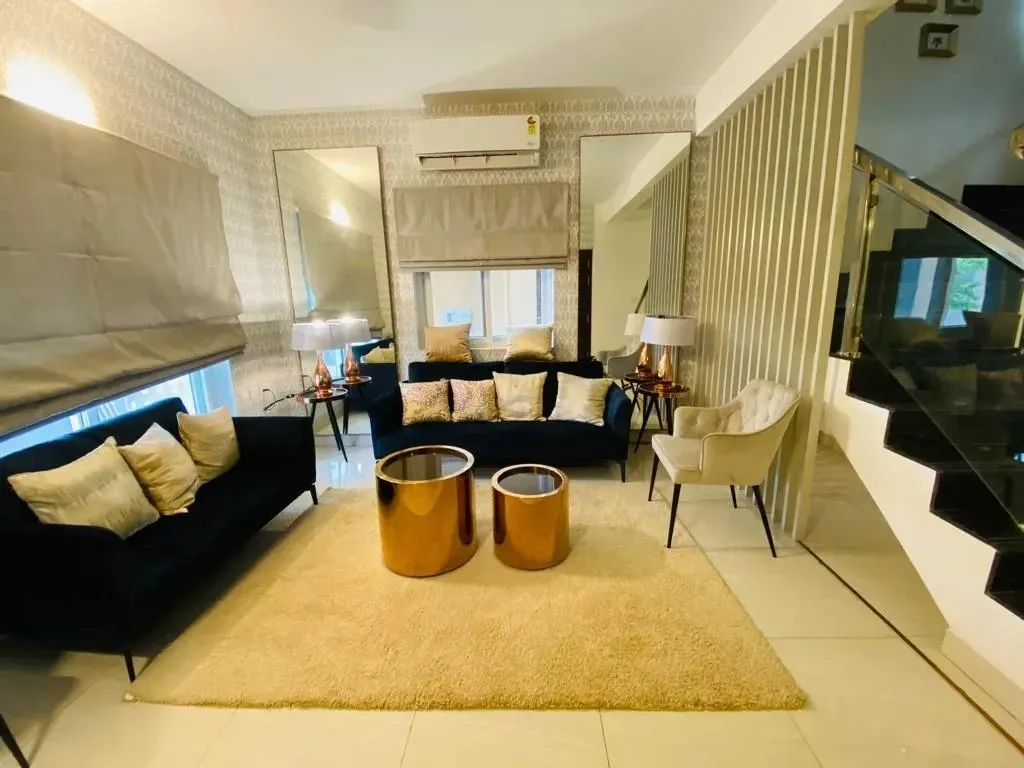 Living Room with Study Console & Yellow Settee Modern Living Room Designs Desk and Decor 