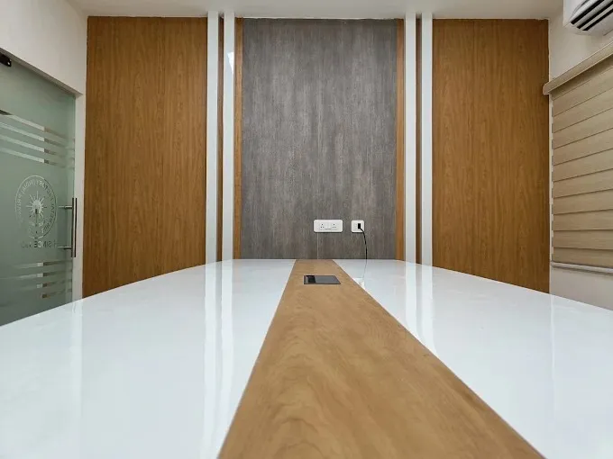 Office Storage Room with Wood-Finish Filing Cabinets & Reception Counter Modern Office Designs Desk and Decor 