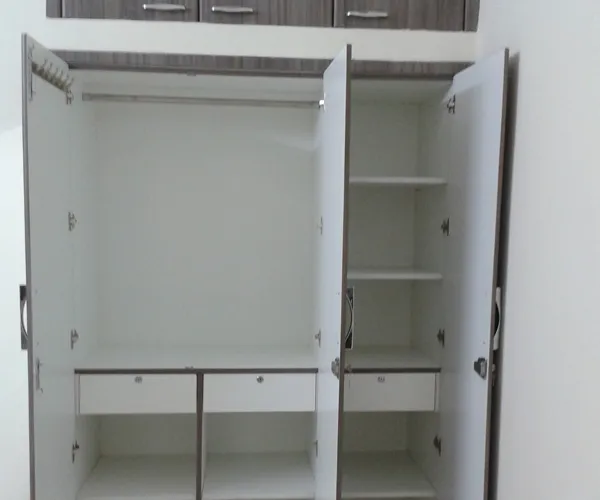 Glossy Wooden Storage Cabinet with Glass Display Doors Modular Wardrobe Desk and Decor 