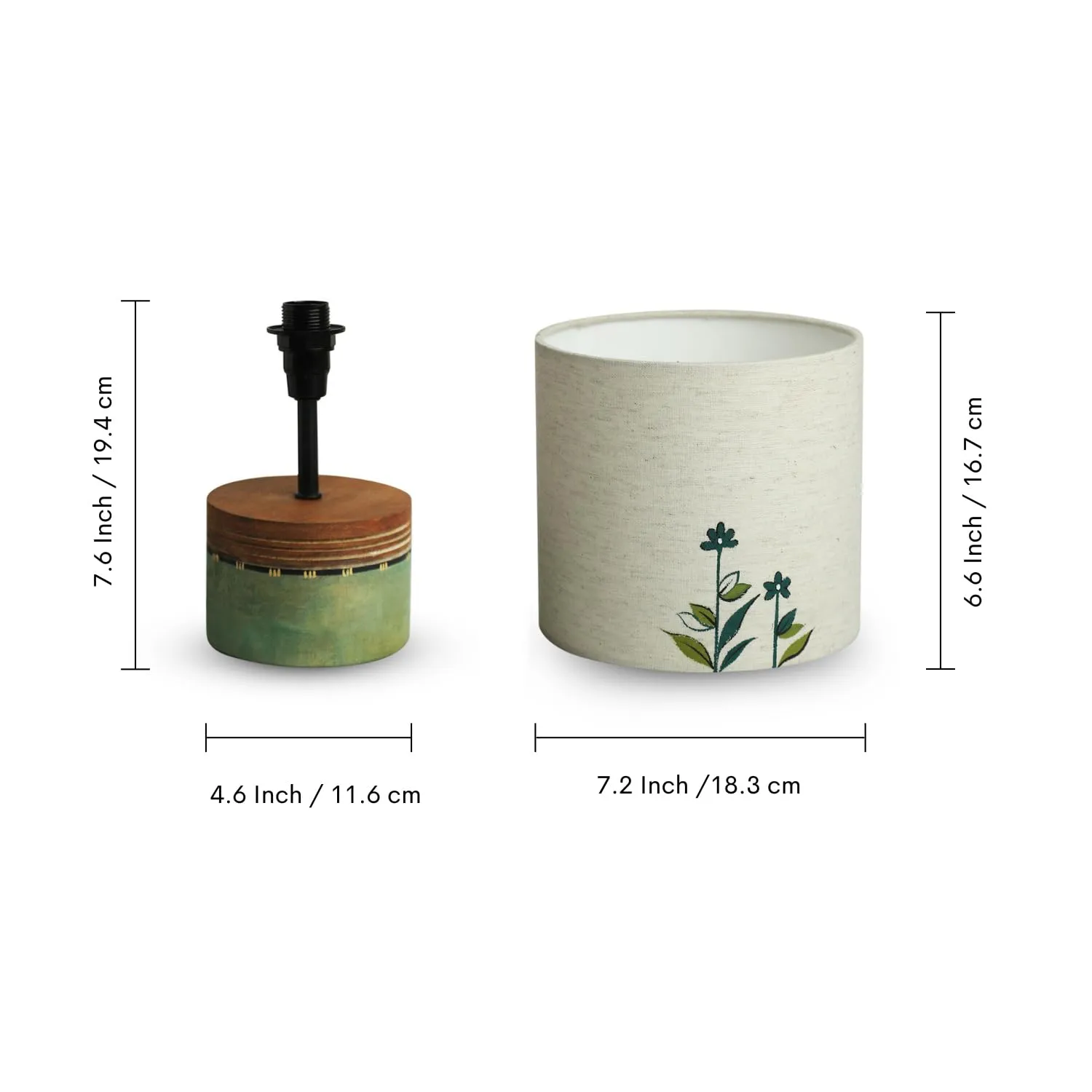 Dainty Flowers' Hand-Painted Decorative Mango Wood LED Table Lamp for Bedroom Decor Table Lamps Desk and Decor 