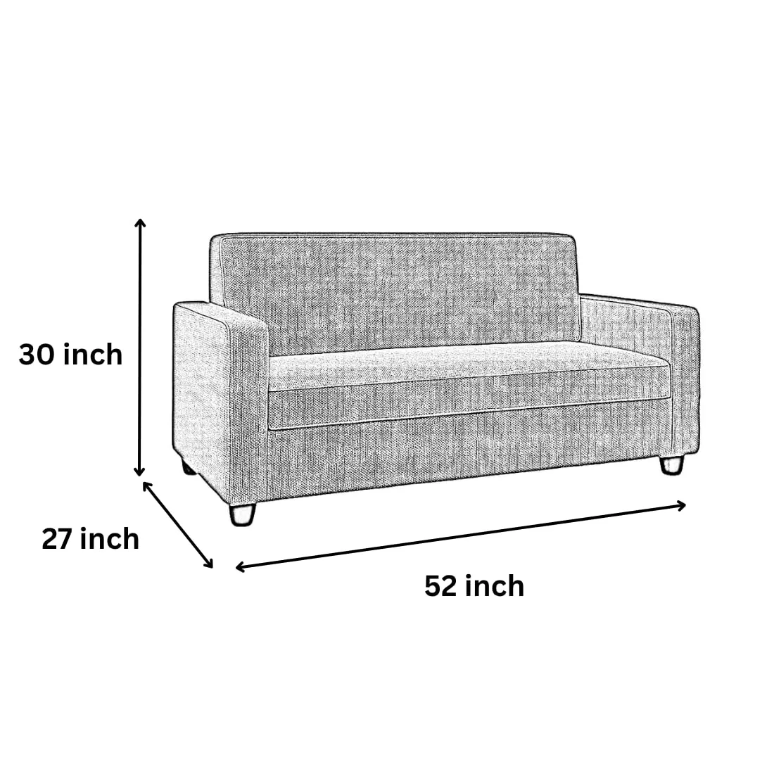 Furniture 2 Seater Fabric Sofa for Living Room & Home 2 Seater Sofas Desk and Decor 