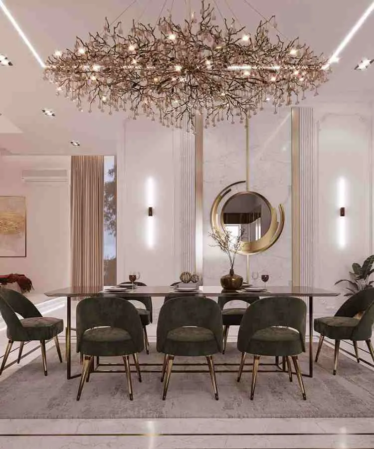 Luxury Modern Dining Room Open Dining with Living Desk and Decor 
