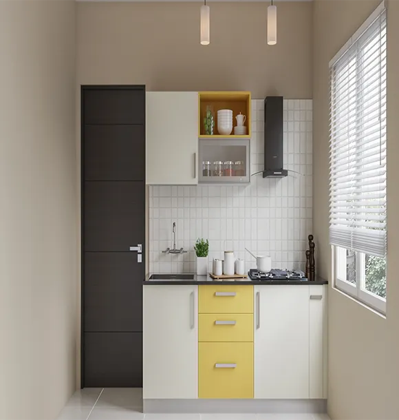 White Shaker-Style Single-Wall Modular Kitchen Modular Kitchen Desk and Decor 