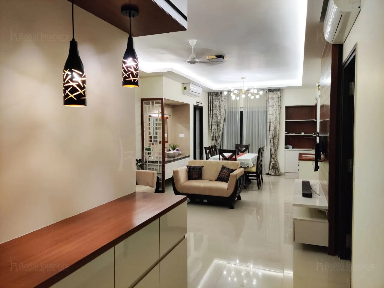 Living Room with Fluted Panel Wall & Backlit Butterfly Wall Art Modern Living Room Designs Desk and Decor 