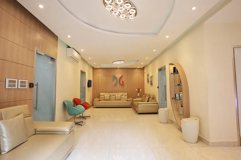 Clinic Reception & Waiting Area with Product Display Niche Healthcare Interior Design Desk and Decor 