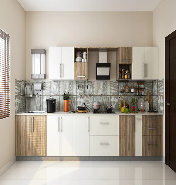 White Shaker-Style Single-Wall Modular Kitchen Modular Kitchen Desk and Decor 