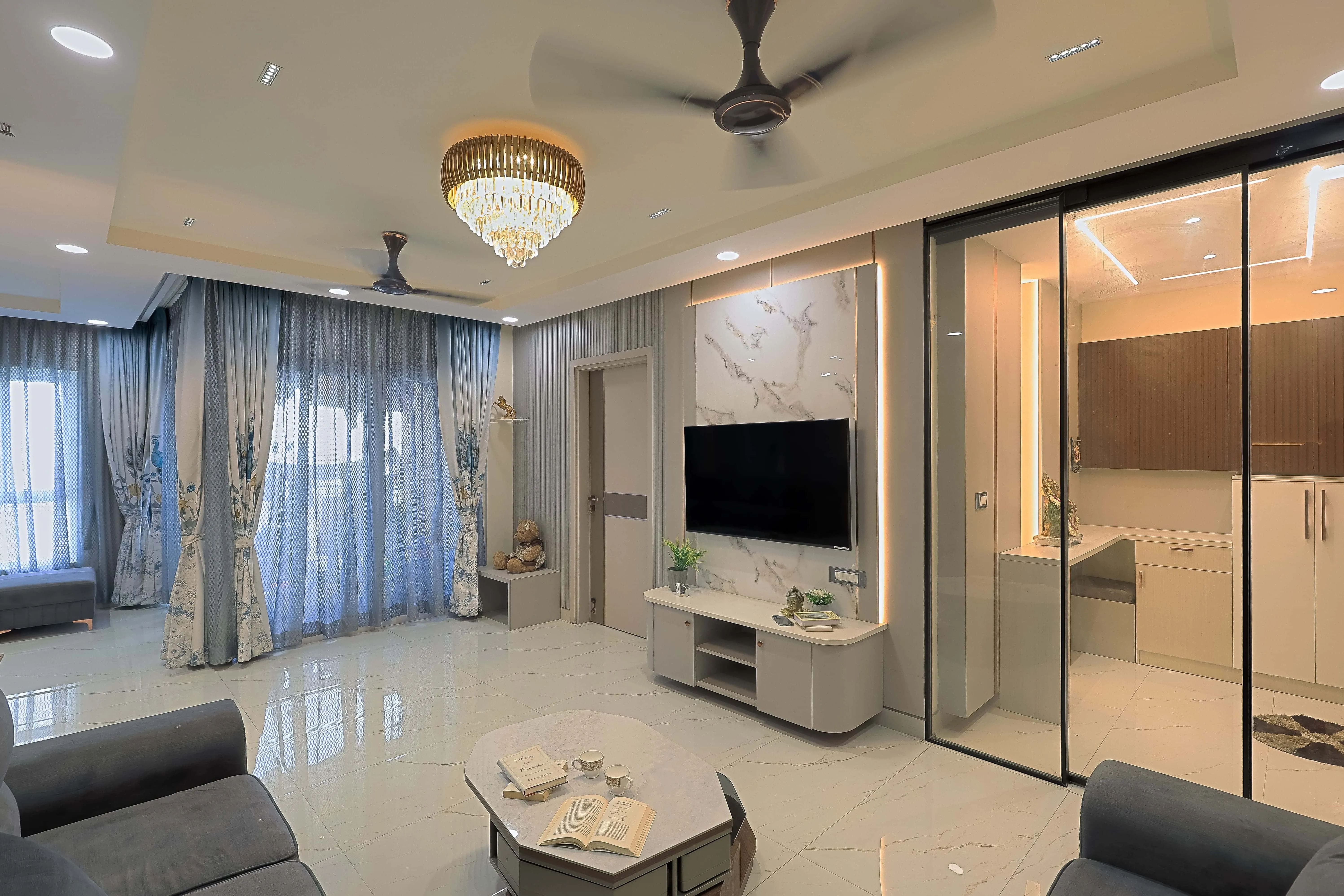 Sukoon - Mr.Ronak Residence ( Baashyaam ) Modern Living Room Designs Desk and Decor 