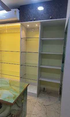 Saree Showroom Display Unit with Backlit Marble Shelving Saree/Textile Showroom Display Unit Desk and Decor 