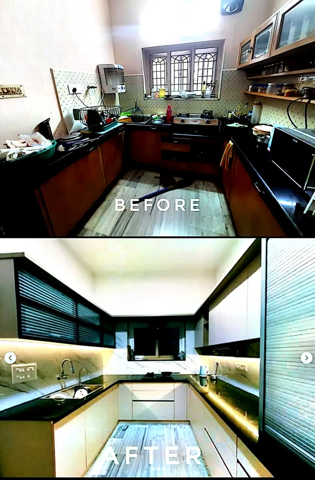 Hall Cum  Kitchen Base Cabinets Desk and Decor 