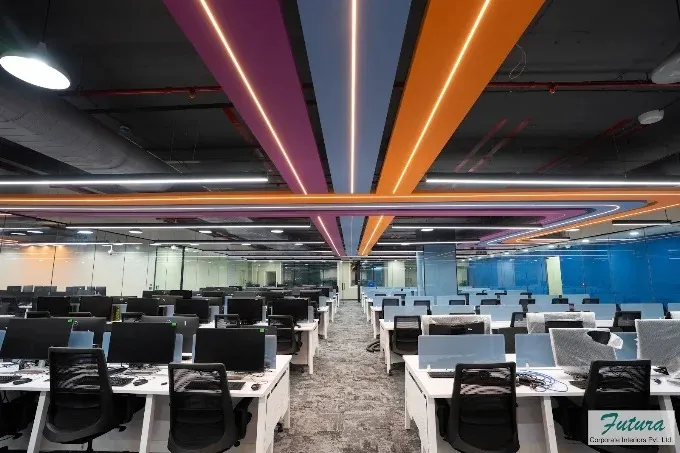 Corporate Reception Lobby — "DATAMARK" Office Corporate Office Layouts Desk and Decor 