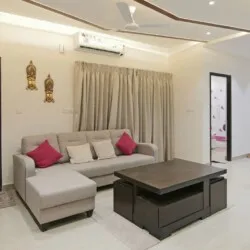 Resort Living Lounge with Wooden Jaali Partition Waiting Lounge Design Desk and Decor 