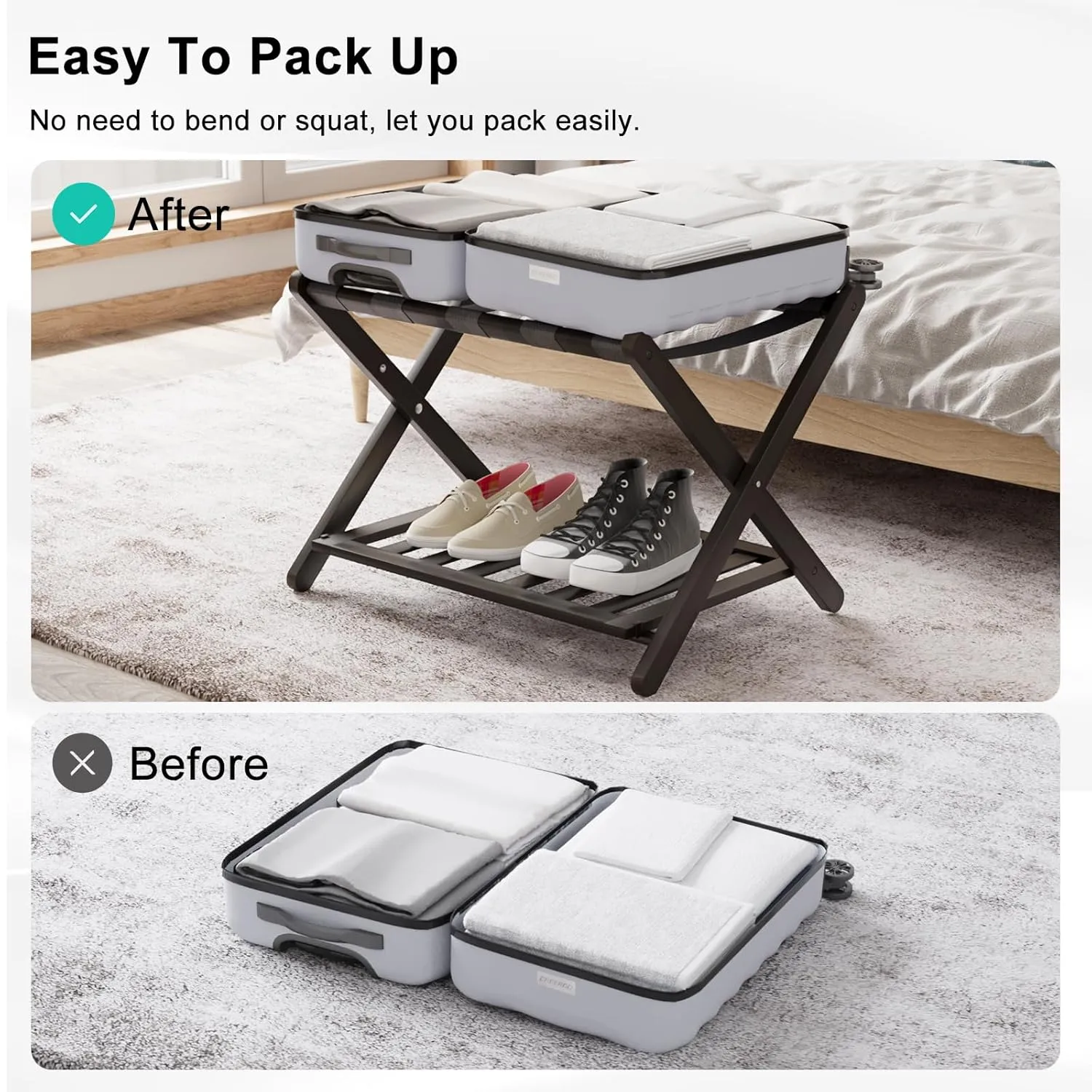 Folding Luggage Rack Luggage Benches Desk and Decor 