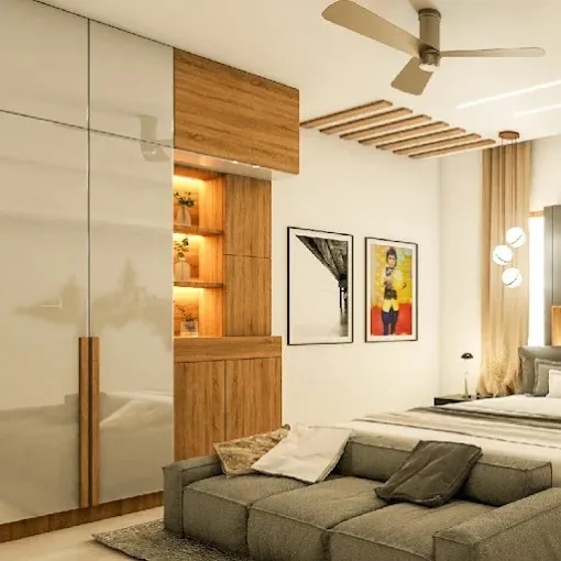 Luxury Master Bedroom with Mirror Feature Wall Modern Bedroom Desk and Decor 