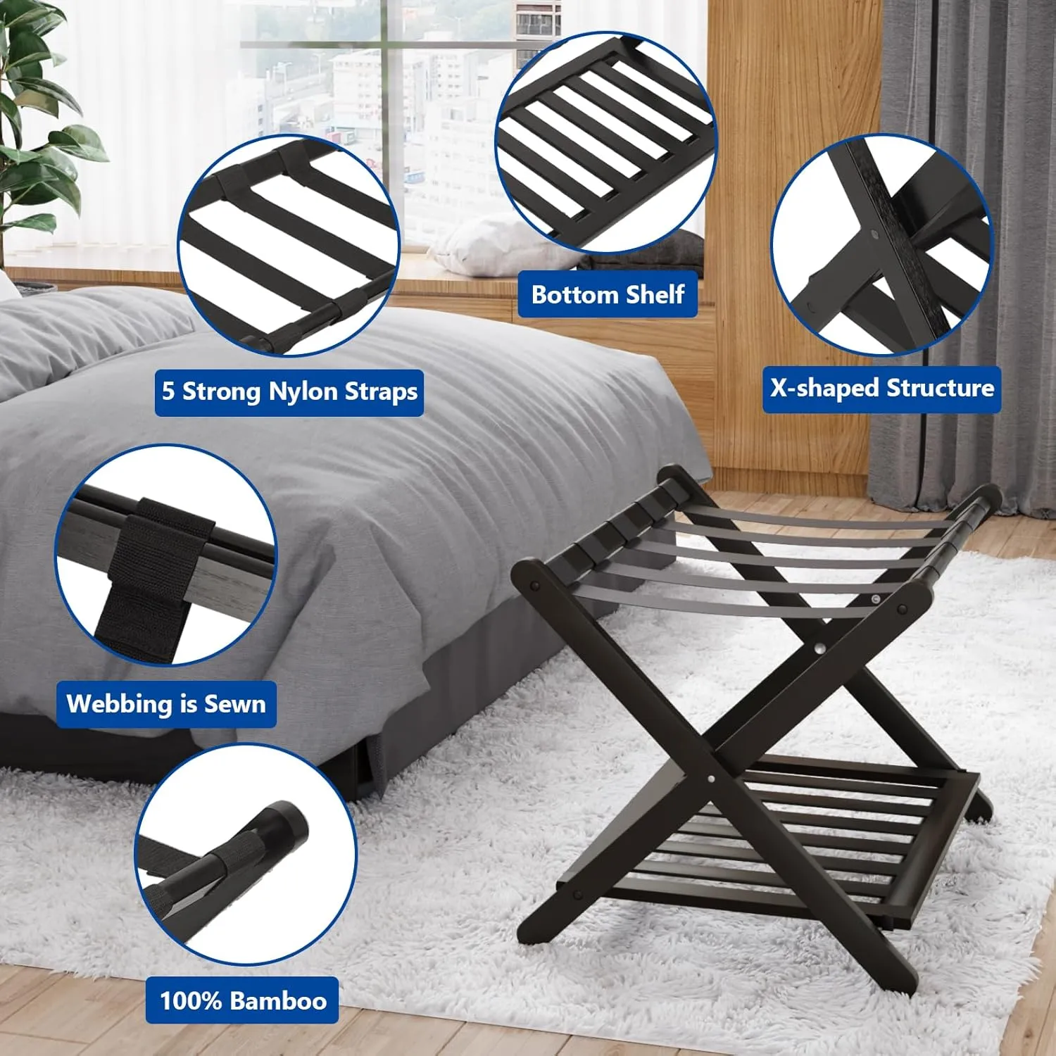 Folding Luggage Rack Luggage Benches Desk and Decor 