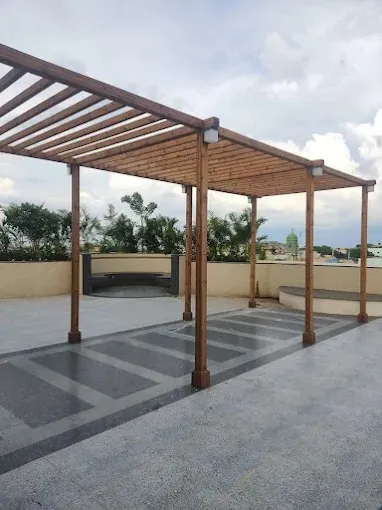 Rooftop terrace pergola deck Pergola Deck Desk and Decor 