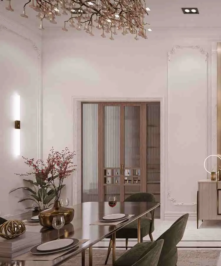 Luxury Modern Dining Room Open Dining with Living Desk and Decor 