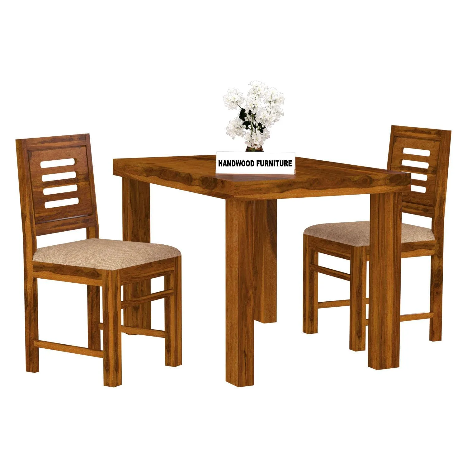 Premium Sheesham Wood Dining Table(45x30) with 2 Chairs 2 Seater Dining Tables Desk and Decor 