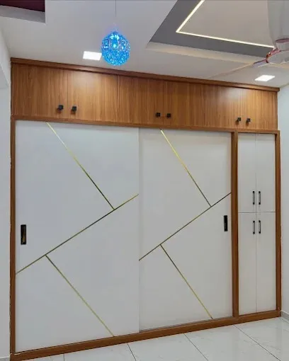 White & Wood Sliding Door Wardrobe with Geometric Gold Inlay Sliding Wardrobe Designs Desk and Decor 