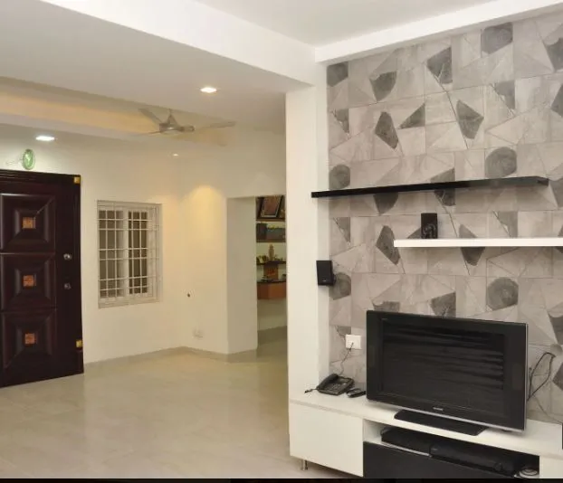 Living Room with Geometric Tile TV Feature Wall Modern Living Room Designs Desk and Decor 