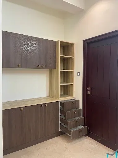 Wall-Mounted TV Unit with Glass Display Cabinet & Wood Accent TV Unit Focused Design Desk and Decor 
