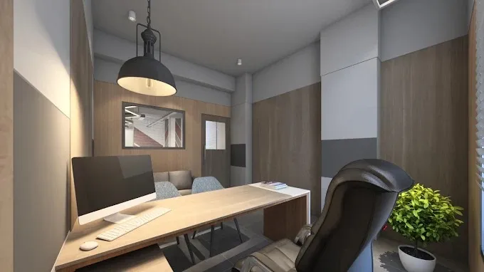 Large Corporate Open Office with Purple-Accent Workstations Corporate Office Layouts Desk and Decor 