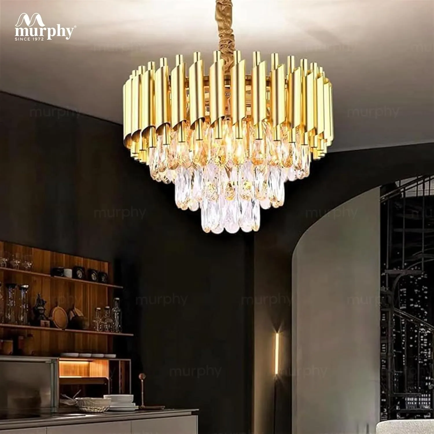 Radiance 400mm Golden Crystal Pendant Light Chandeliers Desk and Decor 