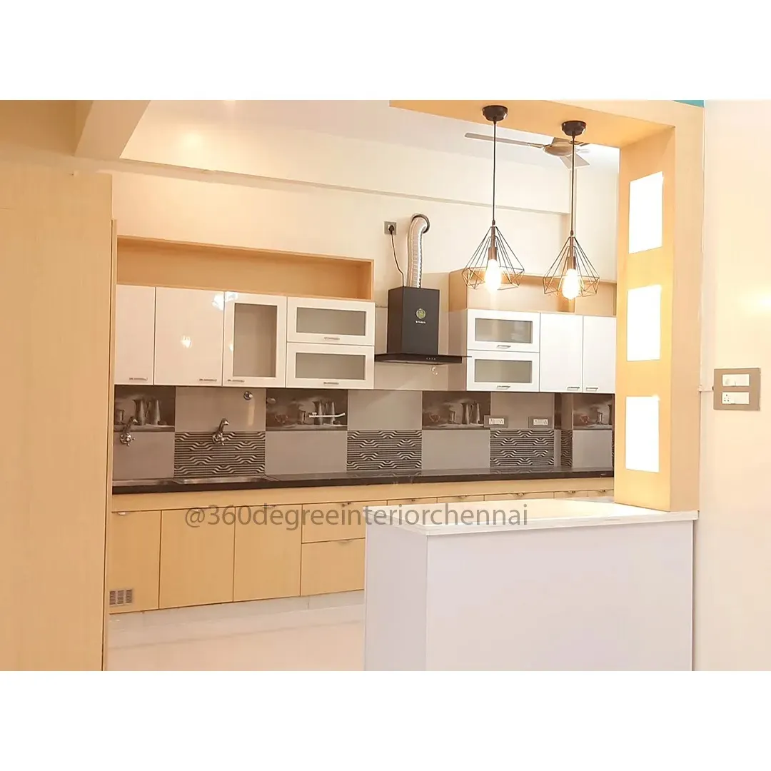 odern Modular Kitchen with Breakfast Counter and Partition Arch Modular Kitchen Desk and Decor 
