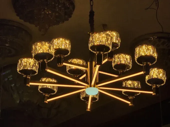 Modern Black & Amber Crystal Table Lamp Fairy Lights Desk and Decor 