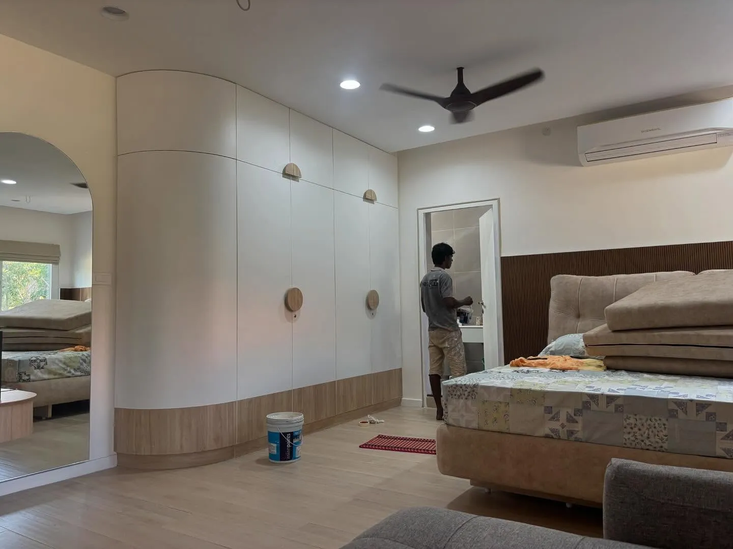 Bedroom  With mattress  Desk and Decor 