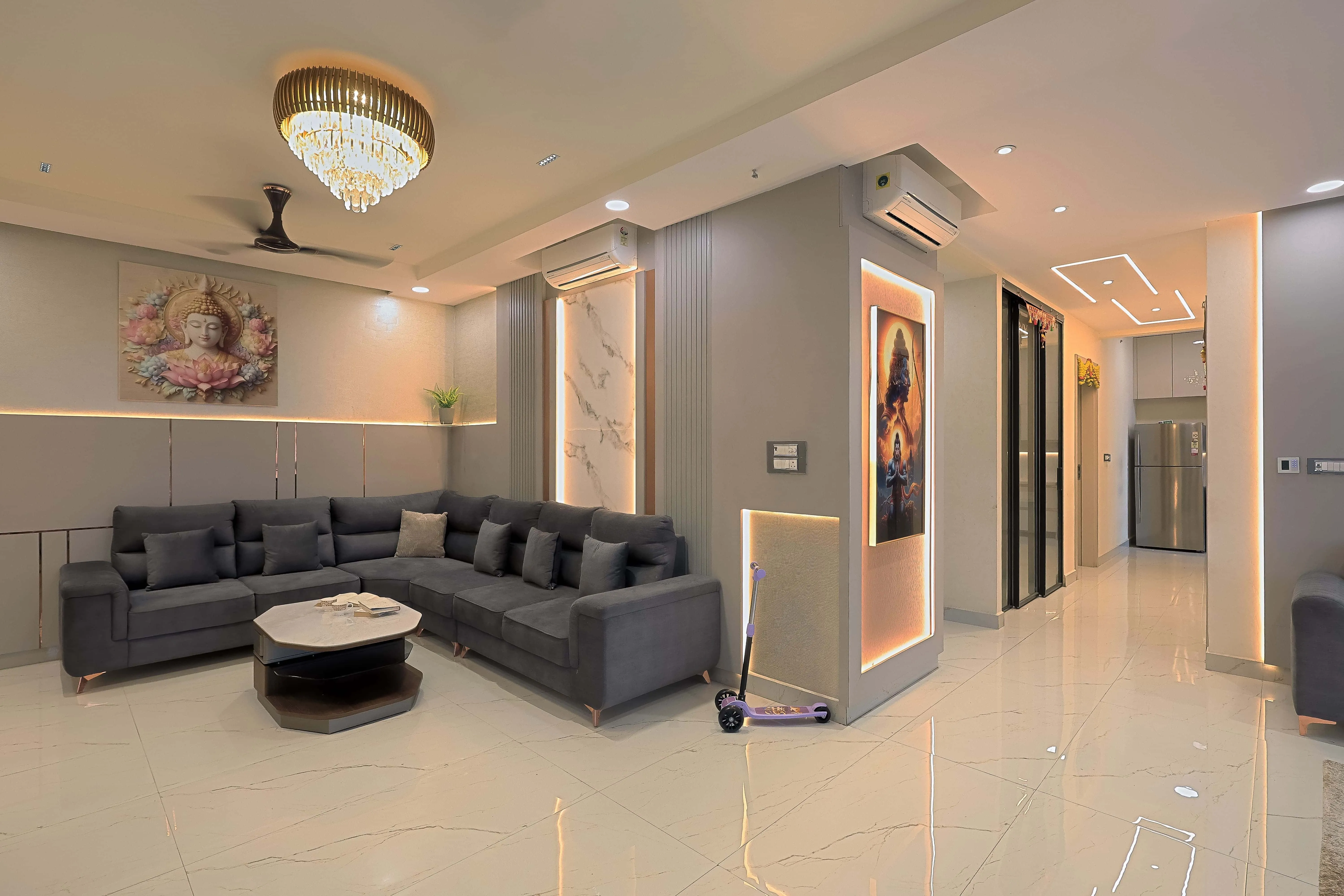 Sukoon - Mr.Ronak Residence ( Baashyaam ) Modern Living Room Designs Desk and Decor 