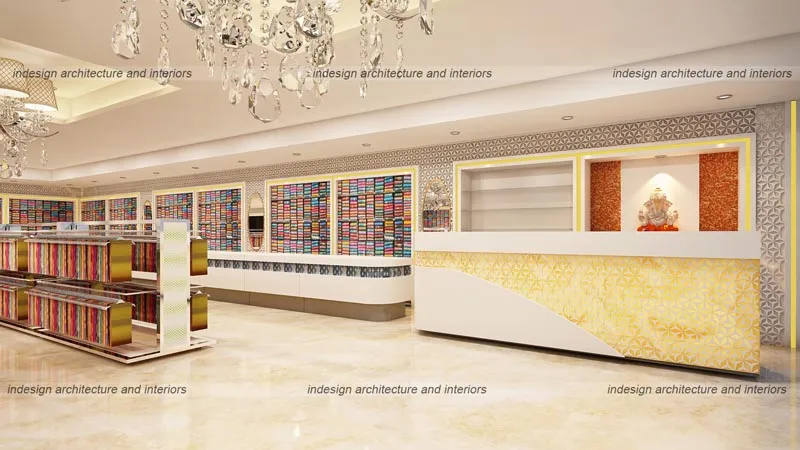 Commercial Apparel Showroom Large Space Showroom Desk and Decor 