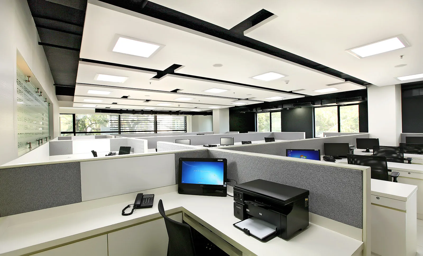 Modern Open-Plan Office Workspace Corporate Office Layouts Desk and Decor 