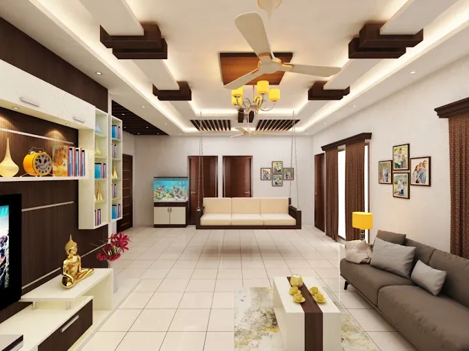 Modern TV Unit with Decorative CNC Partition & Wallpaper Backdrop Modern Living Room Designs Desk and Decor 