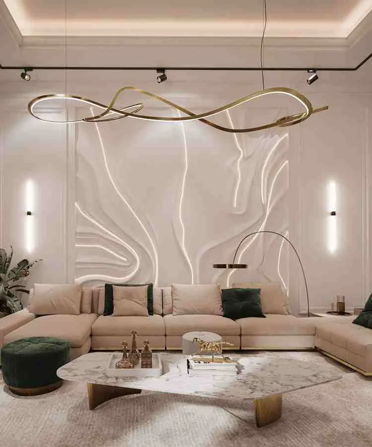 Luxury Modern Dining Room Open Dining with Living Desk and Decor 