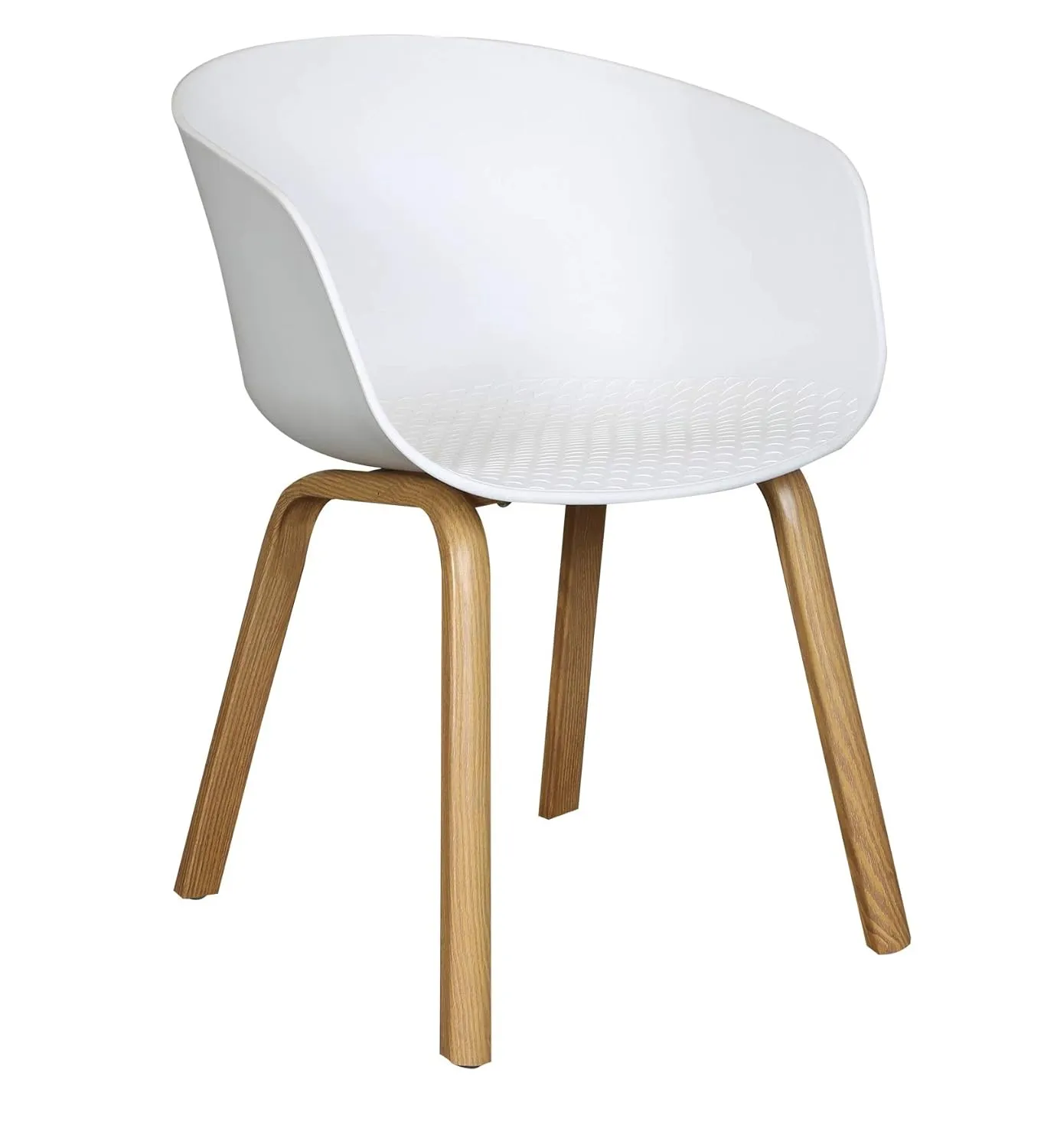 Delta Nordic Plastic Solid Wood Coffee Dining Chair in White Colour Plastic Dining Chairs Desk and Decor 
