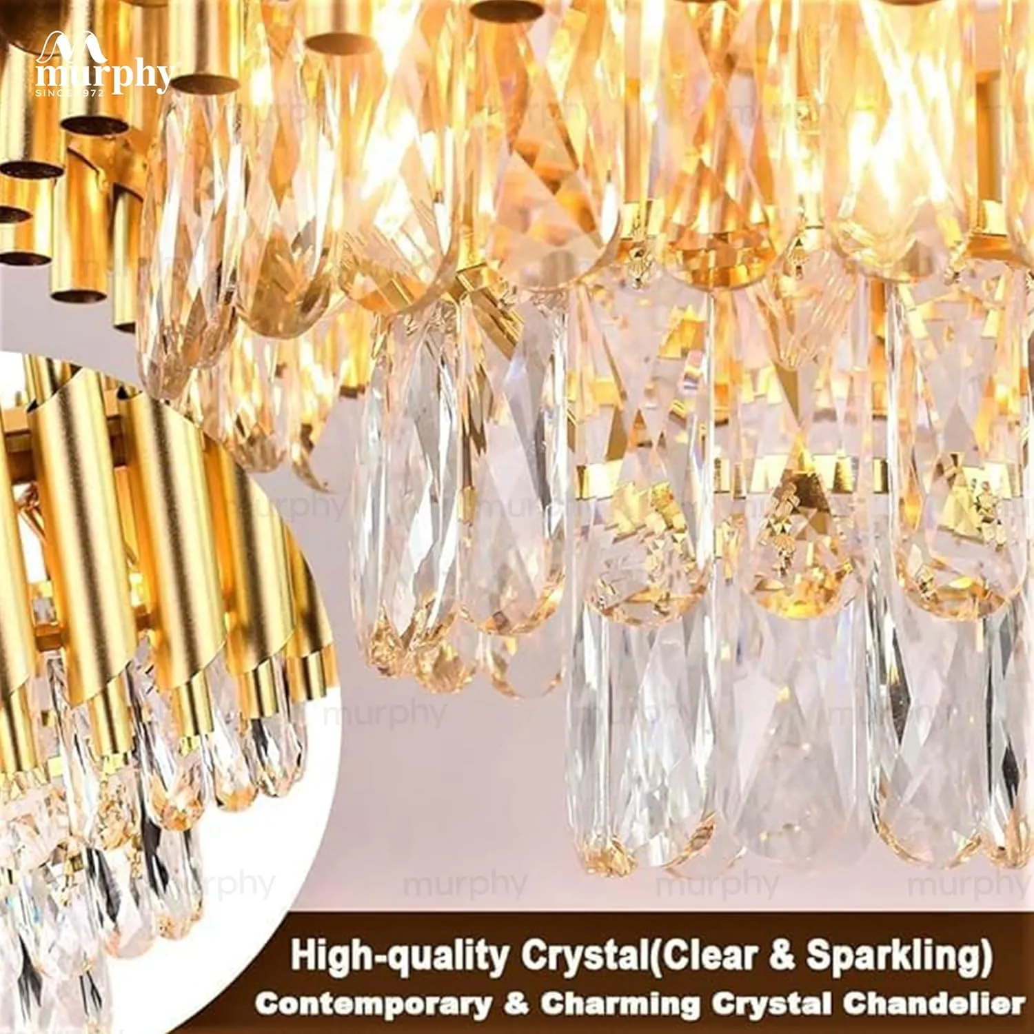 Radiance 400mm Golden Crystal Pendant Light Chandeliers Desk and Decor 