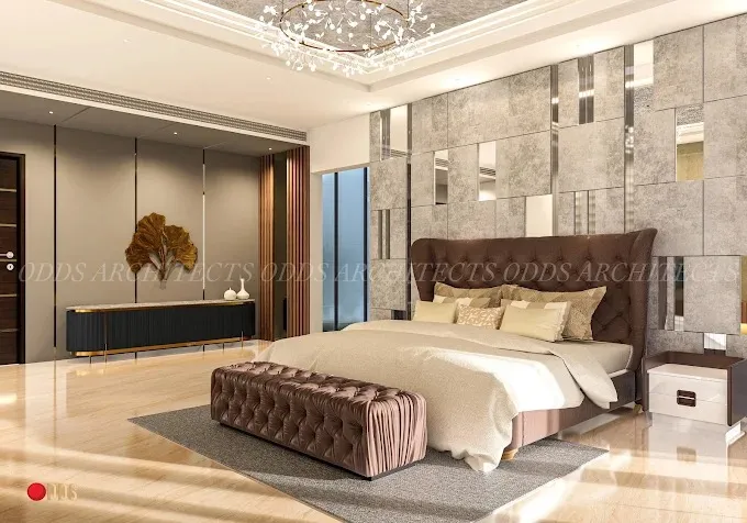 Luxury Master Bedroom with Mirror Feature Wall Modern Bedroom Desk and Decor 