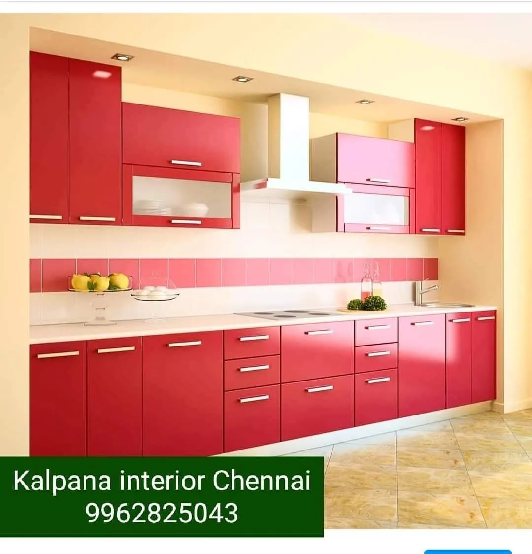 L-Shaped Modular Kitchen with Dual-Tone Cabinets & LED Profile Lighting Modular Kitchen Desk and Decor 