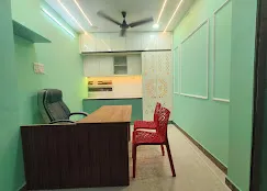 Small Office Cabin / Reception Workstation Cabin-Based Office Layout Desk and Decor 