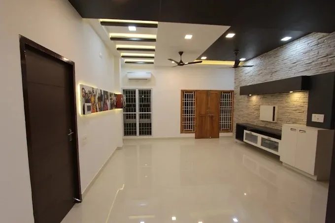 Living Room, Dining Area & Staircase — Open Plan Foyer Modern Living Room Designs Desk and Decor 