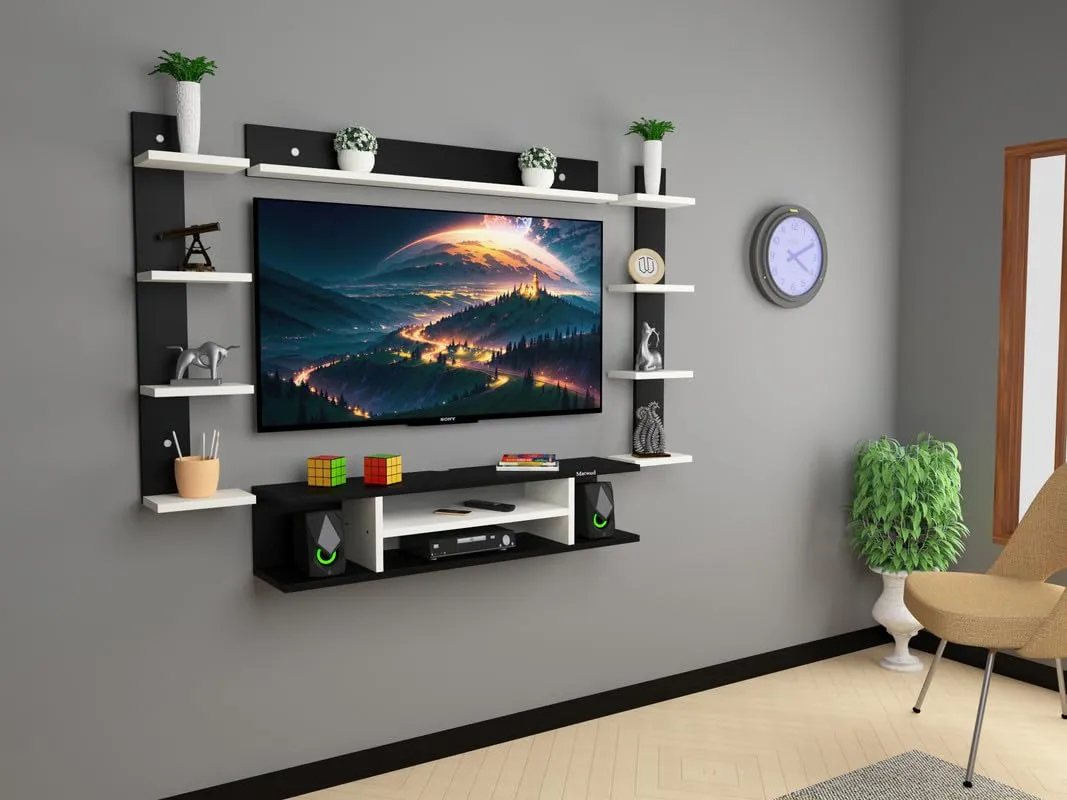 Engineered Wood Entertainment TV Unit Set Wall Mounted TV Unit Wall Mounted TV Units Desk and Decor 