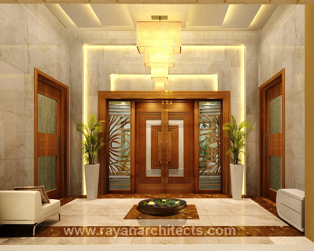 Living Room with Textured Feature Wall & Beaded Curtain Divider Modern Living Room Designs Desk and Decor 