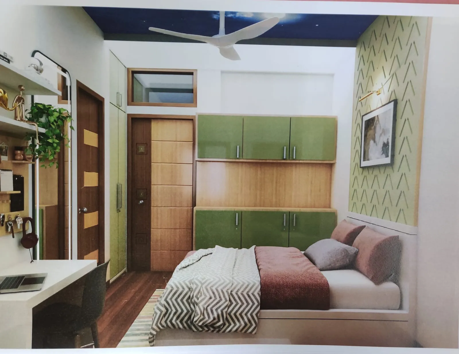 Hostel Bedroom with Storage Bed & Study Unit Hostel/Dormitory Room Desk and Decor 